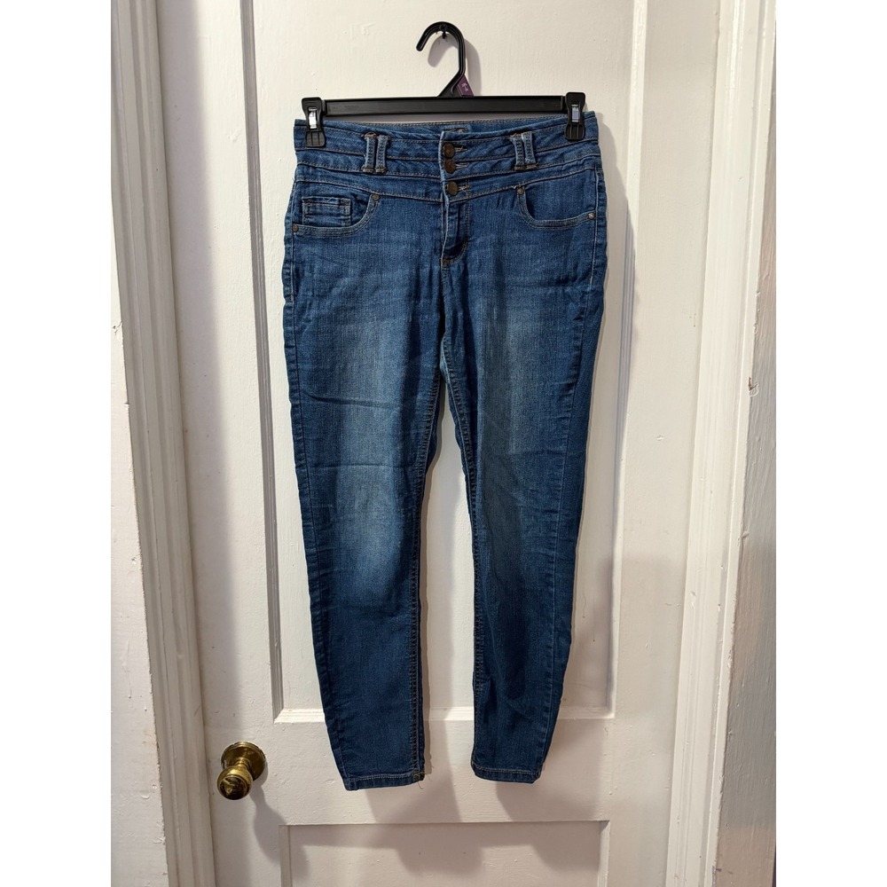 Blue Spice Button Fly Skinny Jeans in 7